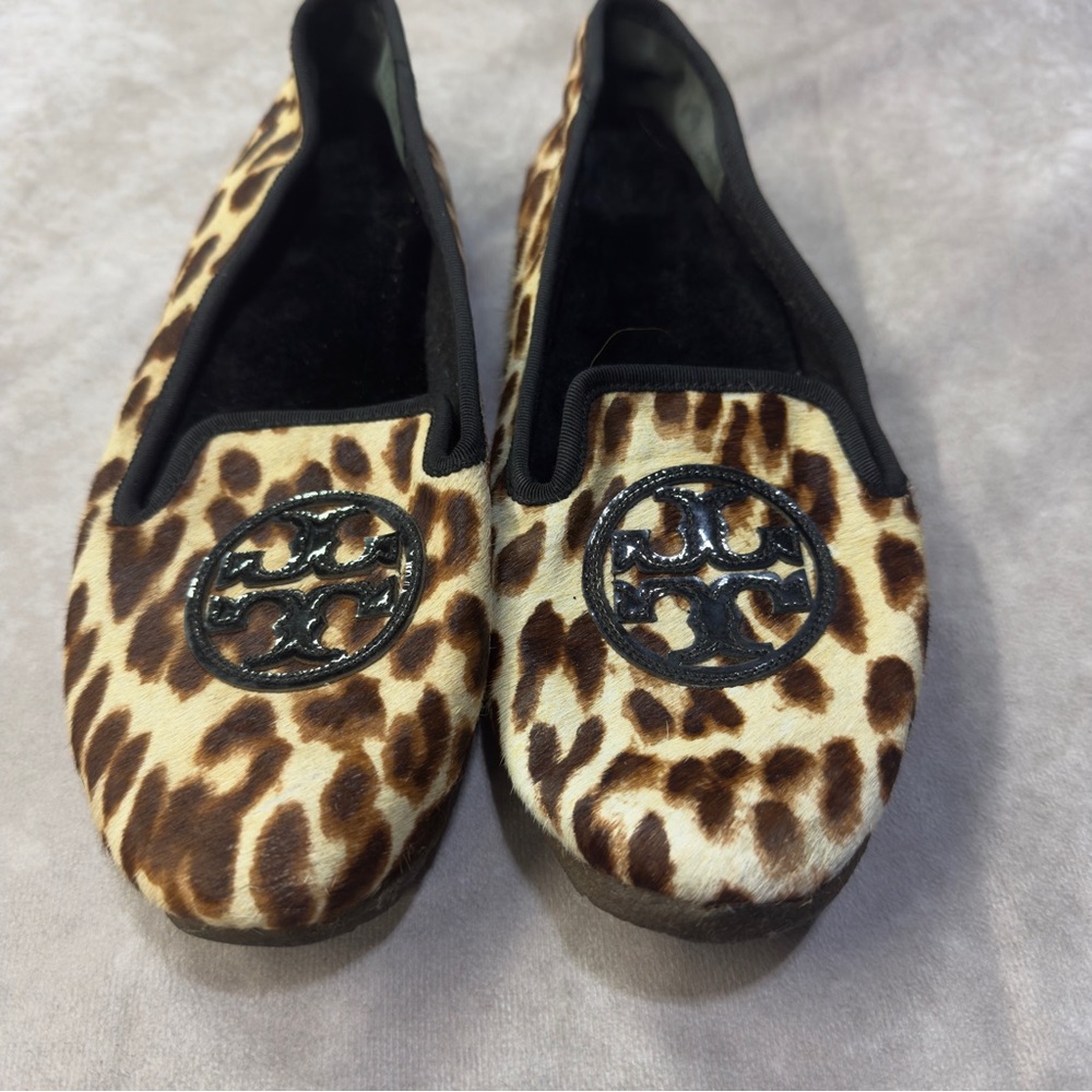 Tory Burch Billy Slipper Flat Leopard Print Size 9 Leather Upper